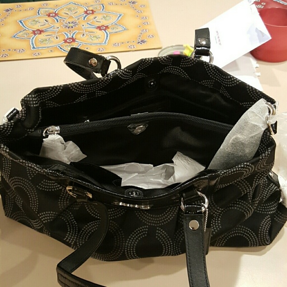 Coach Ashley Dotted Black Carryall Bag F20049 - Picture 3 of 3